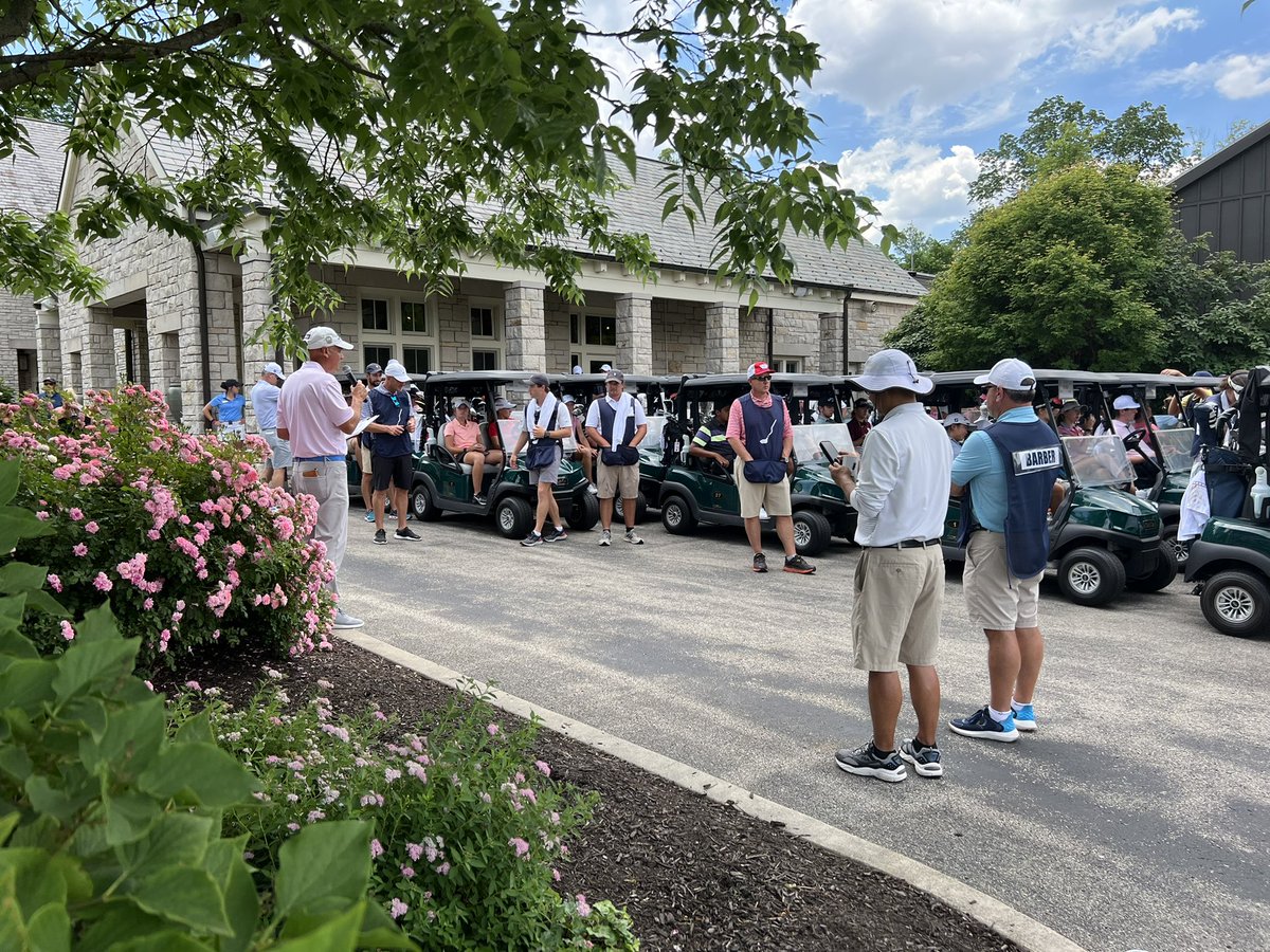 Our director of golf Tony Pancake sending the players off for practice rounds #dyejrinvitational #crookedstickgolfclub