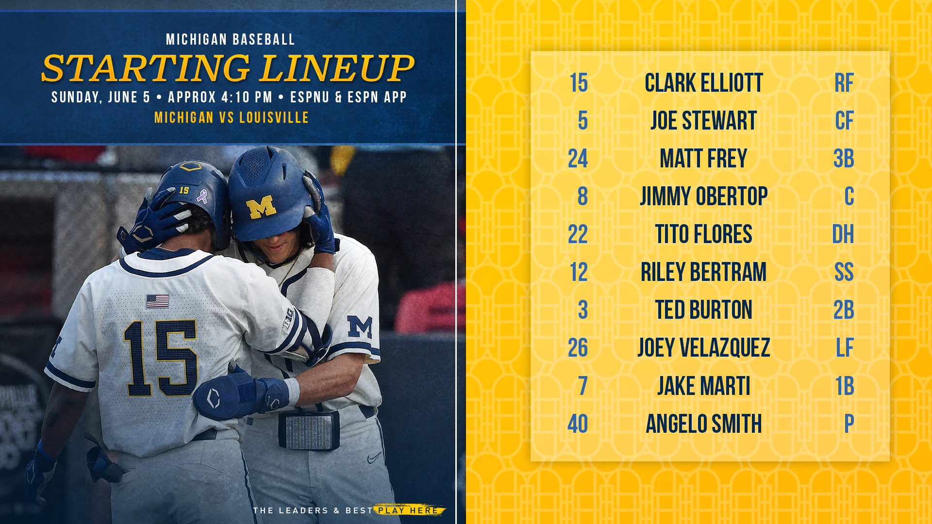 Michigan Baseball on Twitter "The matchup is set. We'll be live at 4