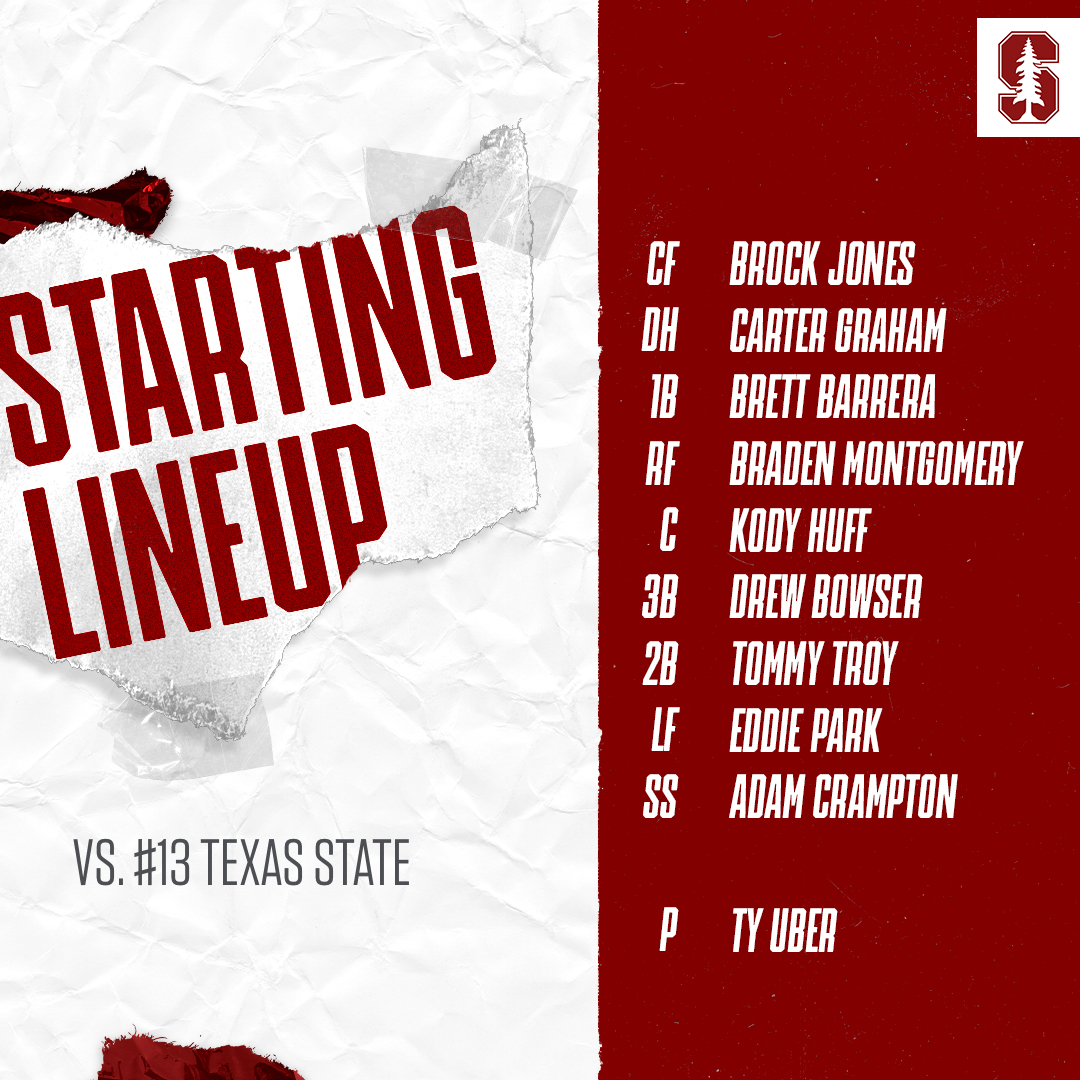 The starting lineup is in! 📝

🎟️ » bit.ly/398I0RF
📺 » ESPNU
💻 » espn.com/watch
📈 » bit.ly/3PYJ9fd
📻 » stanford.io/2qLgovG (<a href="/KZSU/">KZSU 90.1 FM</a>)

#GoStanford