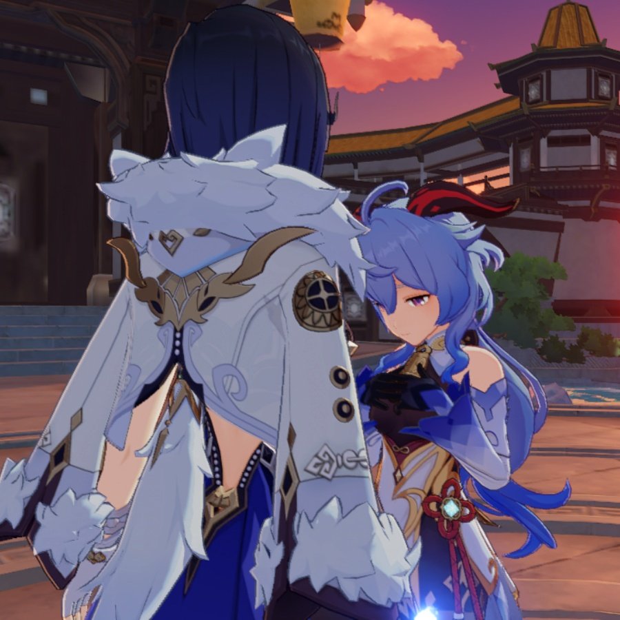 dailyganlan's tweet photo. thinking about yelan petting ganyu and ganyu getting 😳😳😳 right away https://t.co/NTAsT7PuML