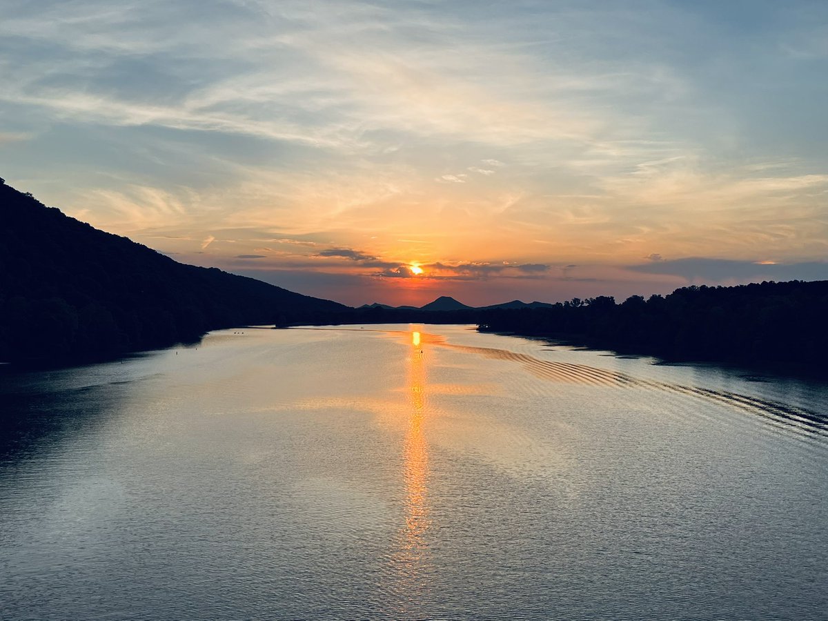 Sunset and Pinnacle Mountain from Two Rivers Park. We’re called the #NaturalState for a reason. #pathmatch23 #path2path