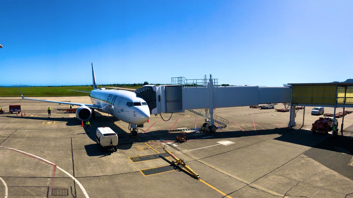 NadiAirport's tweet photo. Commissioning the new #Gate8 aero bridge at Nadi International Airport in time for FJ914 B737 MAX - our first aircraft on Gate 8 @FijiAirways #aerobridge upgrades 🇫🇯#TeamFijiAirports #aviationphotography #TeamFiji 🙌🇫🇯👍 https://t.co/1eqCROz5lq