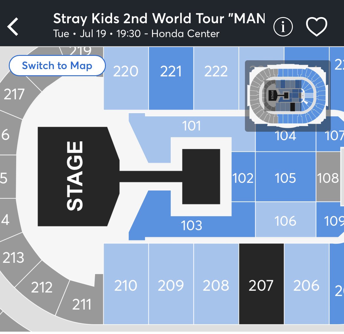Amyypowerr's tweet photo. WTS Stray Kids Maniac Tour: 2 tickets 
Anaheim concert July 19th
$175 each 
Sec 207 #StrayKids_2ndWorldTour #straykidstickets #straykids https://t.co/kwgrxTEizq