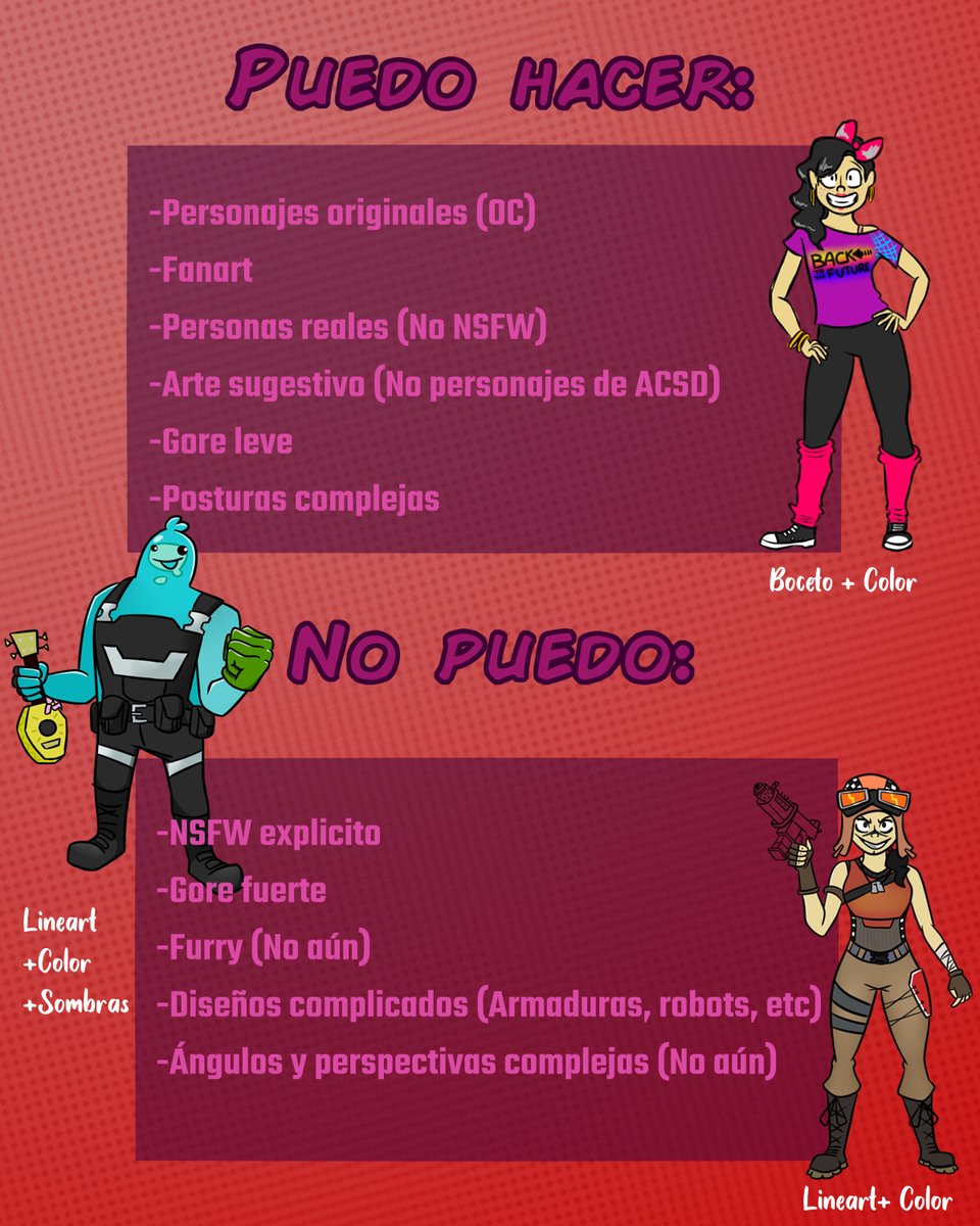 UltraChristo's tweet photo. I have v-bucks commisions open!

Original commision sheet was in spanish and with mxn prices, but I updated it to v-bucks. Feel free to ask for translations https://t.co/bH3Osq9q0Y