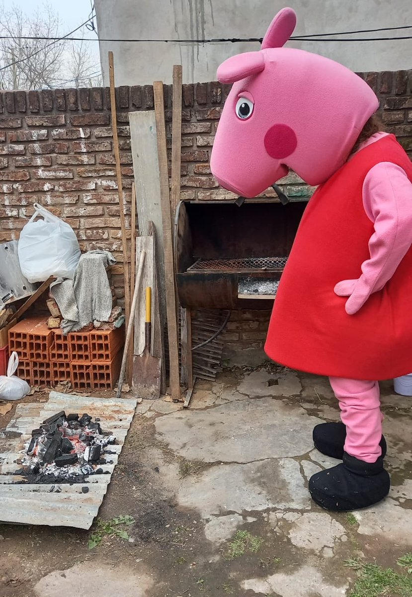 miliacevedooo's tweet photo. hoy me tocó disfrazarme de peppa por el cumpleaños de mi sobrina fue la mejor tarde de mi vida https://t.co/vhJeYnuUGr