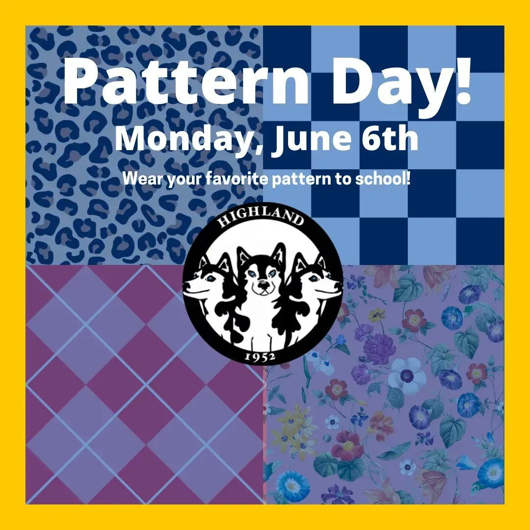 Wear your favorite pattern or print to school tomorrow to start off the last week of school! #dg58pride #OnePackUnited