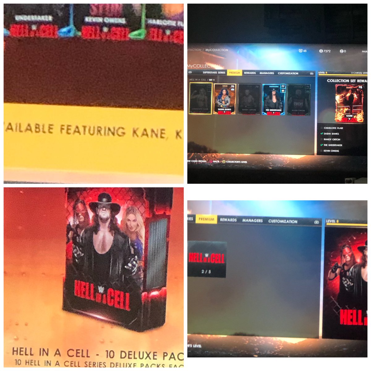 YoitsSPS's tweet photo. @WWEgames It’s not clear in the game itself, there was no mention of having to “collect em all” to get Kane, I bought some packs before checking the collection-that was where I discovered in the game that I’d need to buy all the cards in order to get Kane - 2K that was very misleading :( https://t.co/XfmLj7BBEY