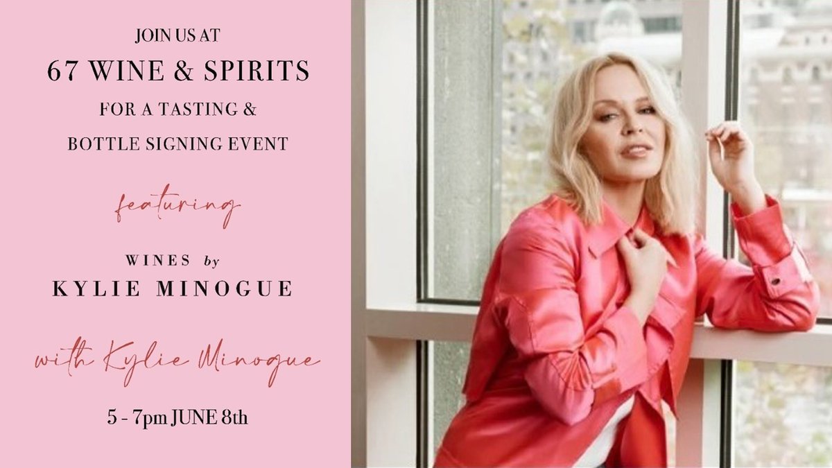 67 Wine & Spirits (@67wine) on Twitter photo June 8th! Grammy award-winner Kylie Minogue is launching her highly acclaimed wines in the USA, and one of her first stops is at 67 Wine! Join us for a live bottle signing and tasting event with Kylie! Bottle signing with Kylie 5-6pm, Wine Tasting 5-7pm <a href="/kyliewines/">Kylie Minogue Wines</a> #events #wine June 8th! Grammy award-winner Kylie Minogue is launching her highly acclaimed wines in the USA, and one of her first stops is at 67 Wine! Join us for a live bottle signing and tasting event with Kylie! Bottle signing with Kylie 5-6pm, Wine Tasting 5-7pm <a href="/kyliewines/">Kylie Minogue Wines</a> #events #wine