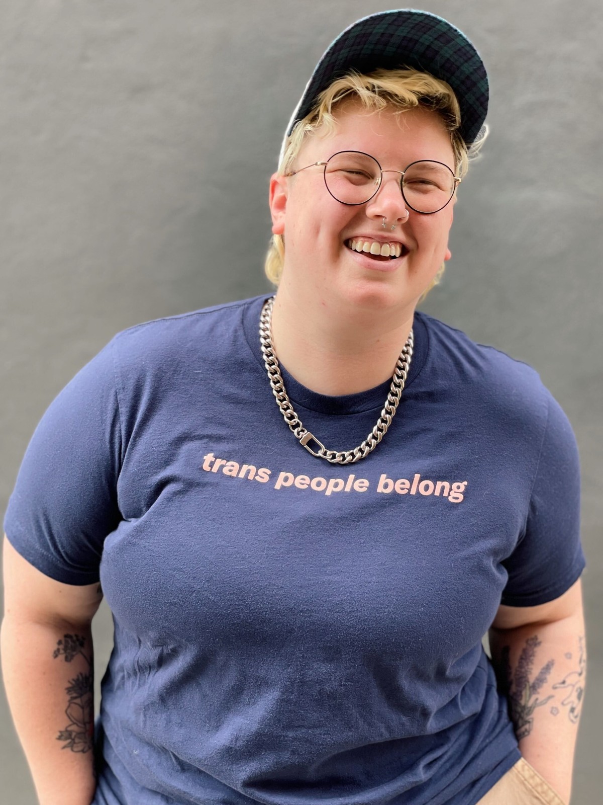 Trans People Belong Tee - Navy