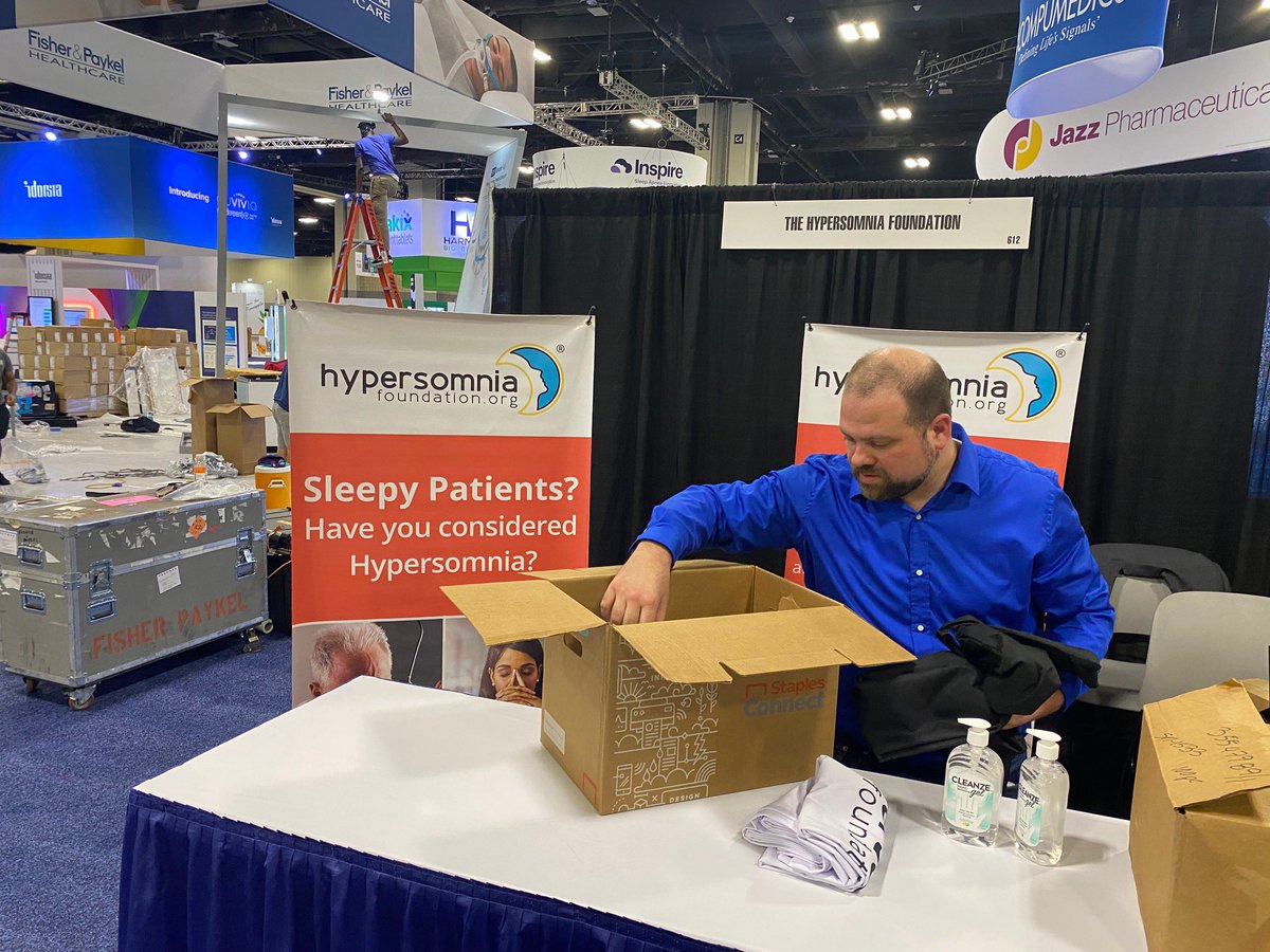 HypersomniaNews's tweet photo. After a successful Hypersomnia Foundation #BeyondSleep 2022 Conference, it’s now time to set up our booth for the AASM Sleep2022 conference! https://t.co/SQhyyoyJN7