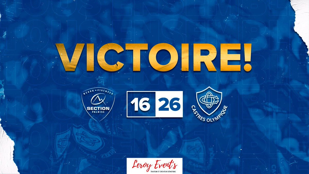 𝗩𝗜𝗖𝗧𝗢𝗜𝗜𝗜𝗥𝗘
Nos Olympiens remportent ce dernier match de la phase régulière sur le score de 16-26 contre la section paloise ! 😍🔵⚪
#TeamCO #SPCO #TousEnsemble