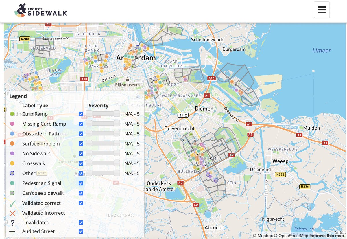 Help make the world more accessible by identifying and labeling accessibility issues in cities around the world! Check out @projsidewalk in Amsterdam: sidewalk-amsterdam.cs.washington.edu/labelMap Sign up & contribute with me 😊 thank you @AmsterdamNL! @FulbrightNL #FulbrightDAT