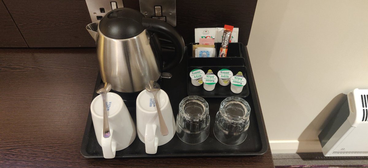 Lushy (@martspeed) on Twitter photo Trying to understand the logic - I'm booked into a <a href="/premierinn/">Premier Inn</a> for 5 nights and I've got: 1 coffee sachet, 2 tea bags and 4 milks 🤔 The rooms aren't serviced anymore either? #stingy #zerothought Trying to understand the logic - I'm booked into a <a href="/premierinn/">Premier Inn</a> for 5 nights and I've got: 1 coffee sachet, 2 tea bags and 4 milks 🤔 The rooms aren't serviced anymore either? #stingy #zerothought