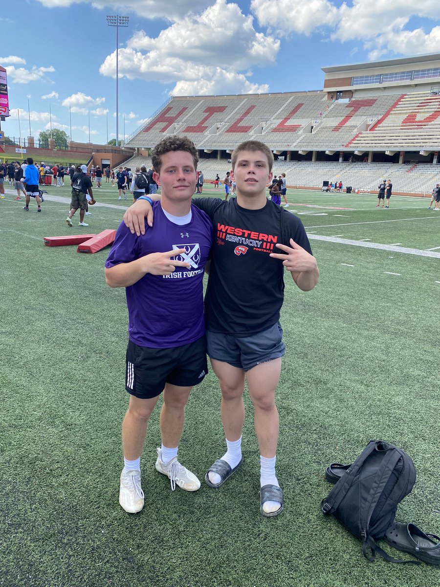 AustinW2024's tweet photo. Had a great @WKUFootball camp with @robbie_smith_11 tested great as well @DFO_AJ @coachbrector @tomcopley @CSmithScout @NCSA_Football https://t.co/0toOGDOt9S