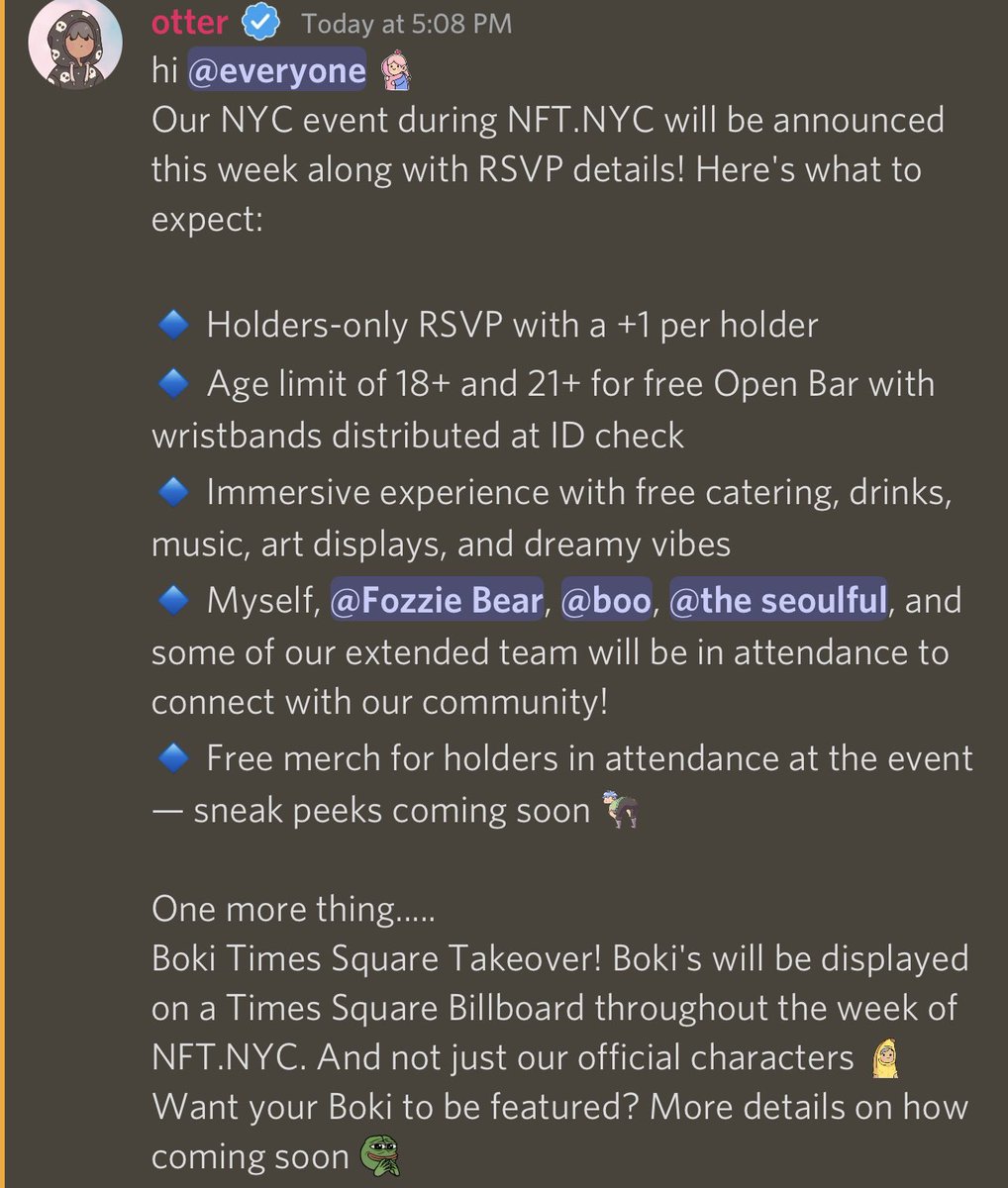 TheBrucej's tweet photo. @BokiNFT is less than 3 weeks old and is already planning a Times Square takeover for NFT NYC?? Lfg 🚀 https://t.co/gvX2ciRsD2