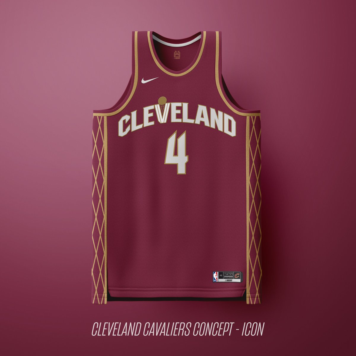 unimockups's tweet photo. Here's my take on new Cavs jerseys.

-Modified CAVS mark from @wreckthisleague 🙌
-No center lines in the numbers for me (too busy)
-Net pattern call back on 3 of the 4
-Cavs HMU 😉

#LetEmKnow https://t.co/9OKmXTmxIh