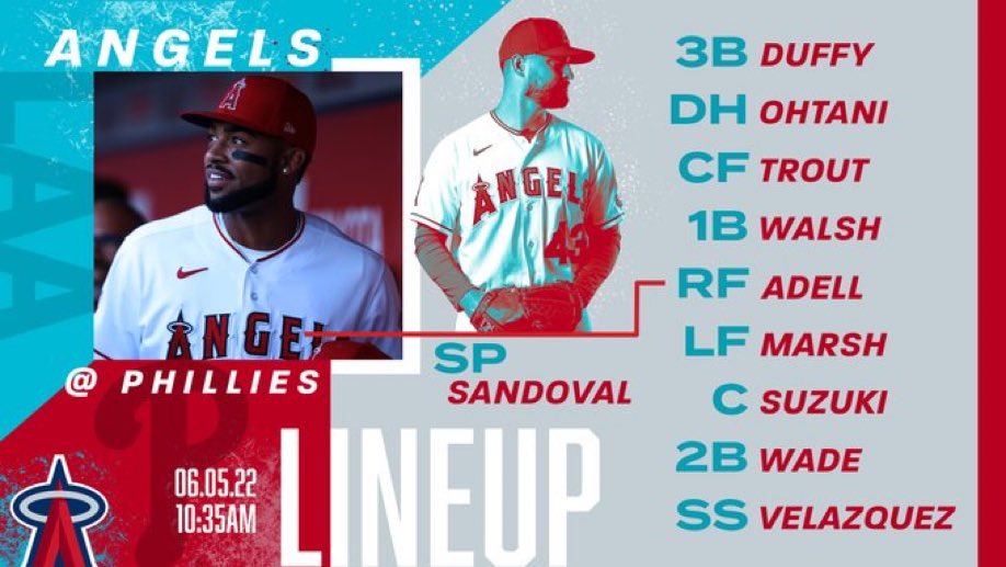AnaheimAngIes's tweet photo. Sandoval on the bump this Sunday.

⚾️: 10:35am
📺: @BallySportWest 
📍Philly https://t.co/g2AoQPgII7