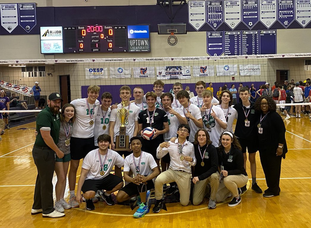 BadinHS's tweet photo. Meet the 2022 DII boys volleyball #state champions! @BadinMensVB @RAMSSPORTS https://t.co/oDGZFpQW62