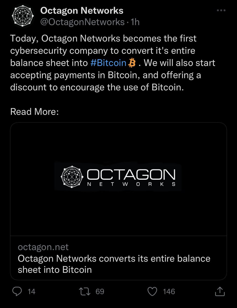 octagon network oo ah shirkada dhinaca computer security ka shaqeysa oo hantida shirkada oo dhan #Bitcoin u rartay lacag ahane uqaadaneysa iyadoo waxooga qiima dhimis ahne ku sameyneysa