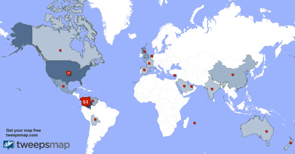 iosanchezh's tweet photo. My followers are in Colombia(55%), USA(23%)... Get your map too: https://t.co/86CFrtL0ak https://t.co/T2j4RQtigO