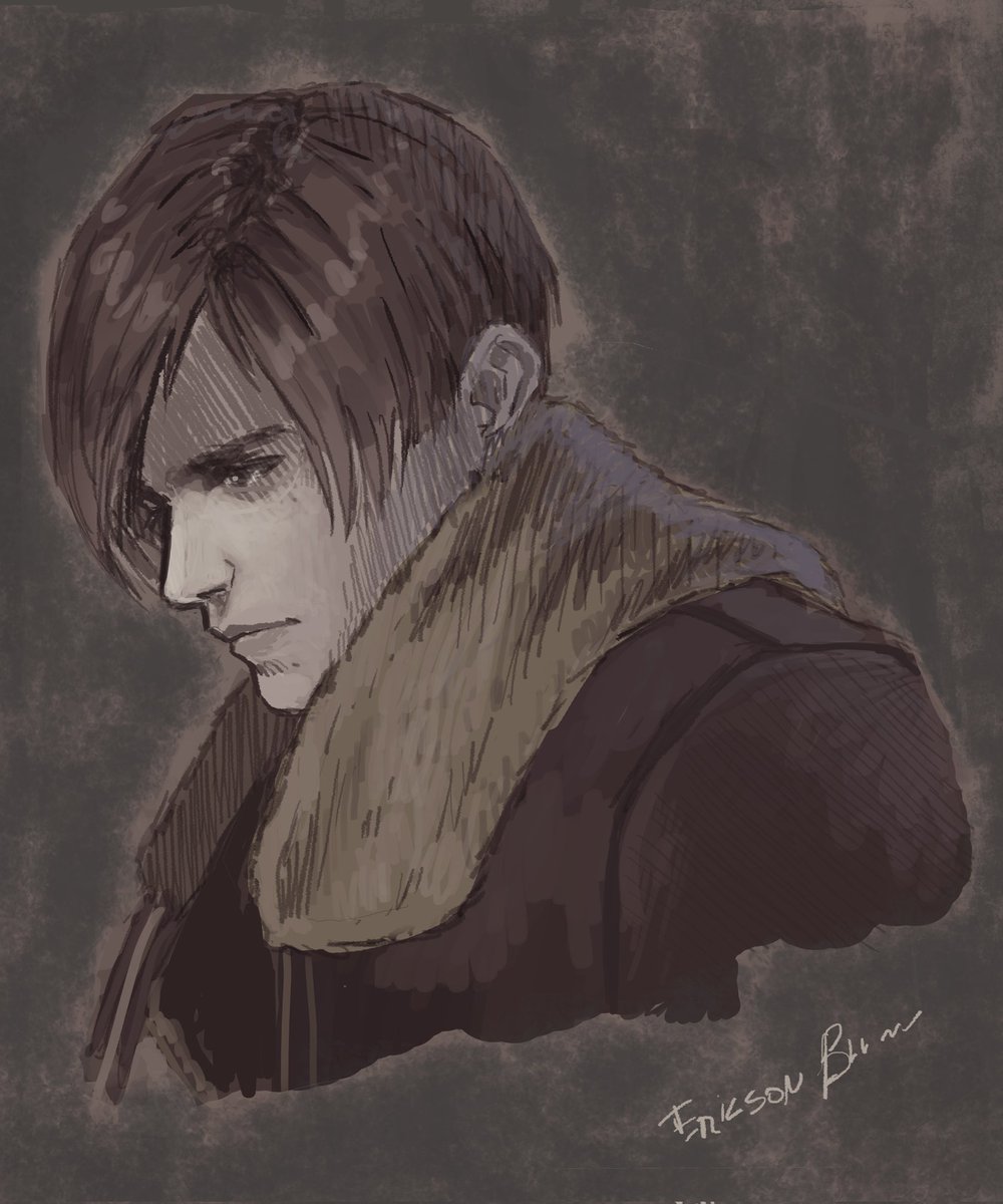 EricsonBlum's tweet photo. Leon sketch from RE4 Remake https://t.co/SgaXeM8FUZ