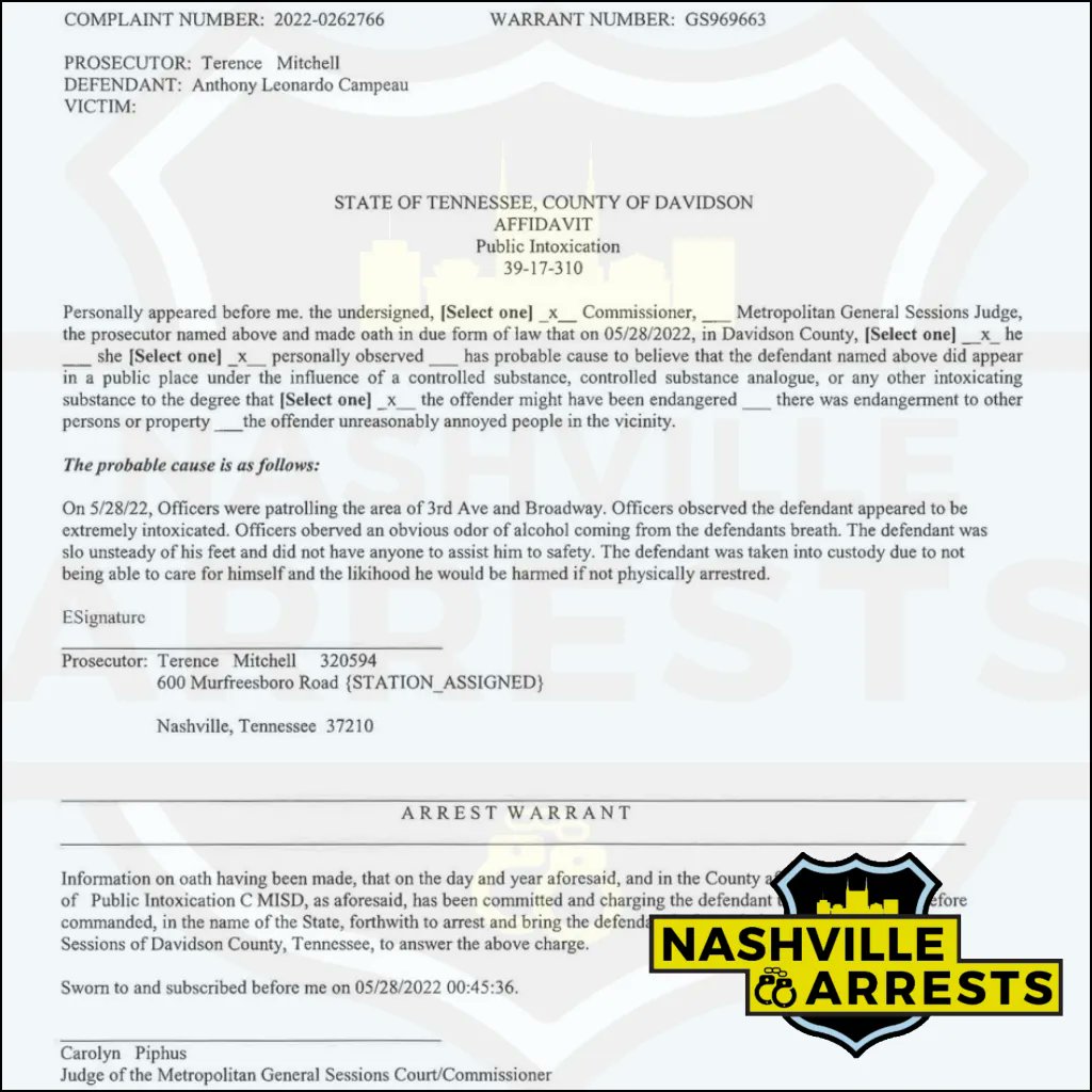 nasharrests's tweet photo. Anthony Campeau #PublicIntoxication #bspotter $100 bond #AnthonyCampeau - #NashvilleArrests #DCSO #NashvilleJail https://t.co/0T0a0HRZHf