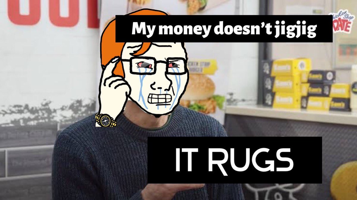 BOATNFT1's tweet photo. My money doesn’t jigjig it rugs. #nft #rugfrens #jigjig @RUGFRENSNFT https://t.co/Q44XeUuYxY