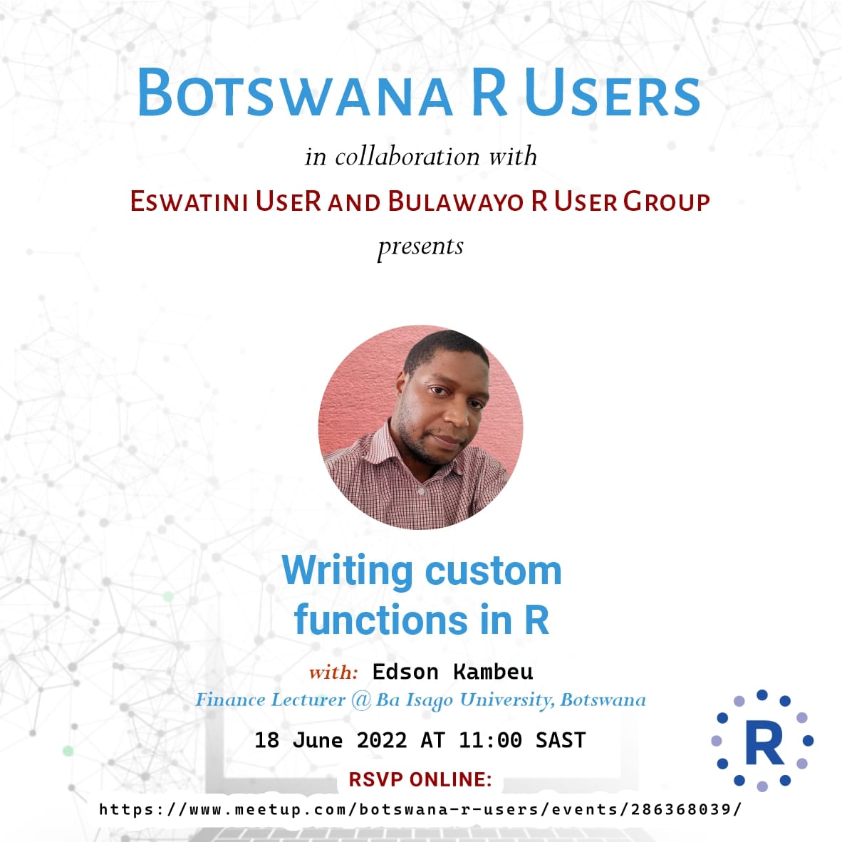 BotswanaR Users (@botswana_r) on Twitter photo We are hanging with <a href="/EswatiniUseR/">EswatiniUseR</a> and #BulawayoR once again for our June meet up. RSVP meetup.com/botswana-r-use…
#RStats <a href="/RConsortium/">R Consortium</a> We are hanging with <a href="/EswatiniUseR/">EswatiniUseR</a> and #BulawayoR once again for our June meet up. RSVP meetup.com/botswana-r-use…
#RStats <a href="/RConsortium/">R Consortium</a>