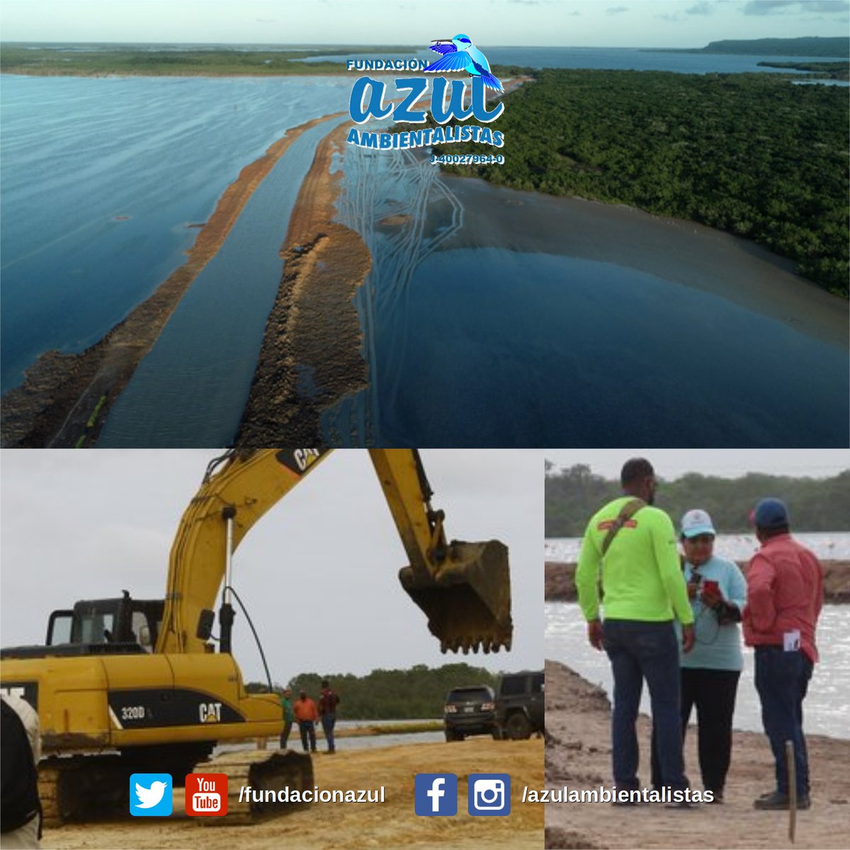 fundacionazul's tweet photo. 💙 Nuestra Victoria González, directora de #AzulAmbientalistas en Falcón, informa el cierre del canal de navegación en el Refugio de Fauna Silvestre de #Cuare 🦩

👍 Lo confirman las imágenes que revelan el despliegue de maquinarias 🚜

#VerMás 👀
👉 https://t.co/90yKMHEXf2 👈 https://t.co/0COK8XYqLD