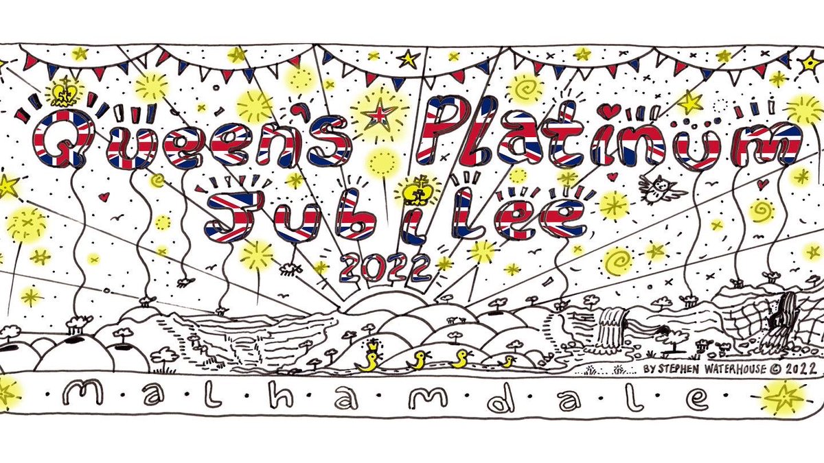 Happy to have been asked to create the artwork for the Malhamdale ‘Queen’s Platinum Jubilee Mug’! The Jubilee planning committee and Malham Village Hall wanted 200 Jubilee Mugs, free to all the children in the Dale and the rest are being sold this weekend! 👑🇬🇧 🎆 🎉 🎊 👍😀