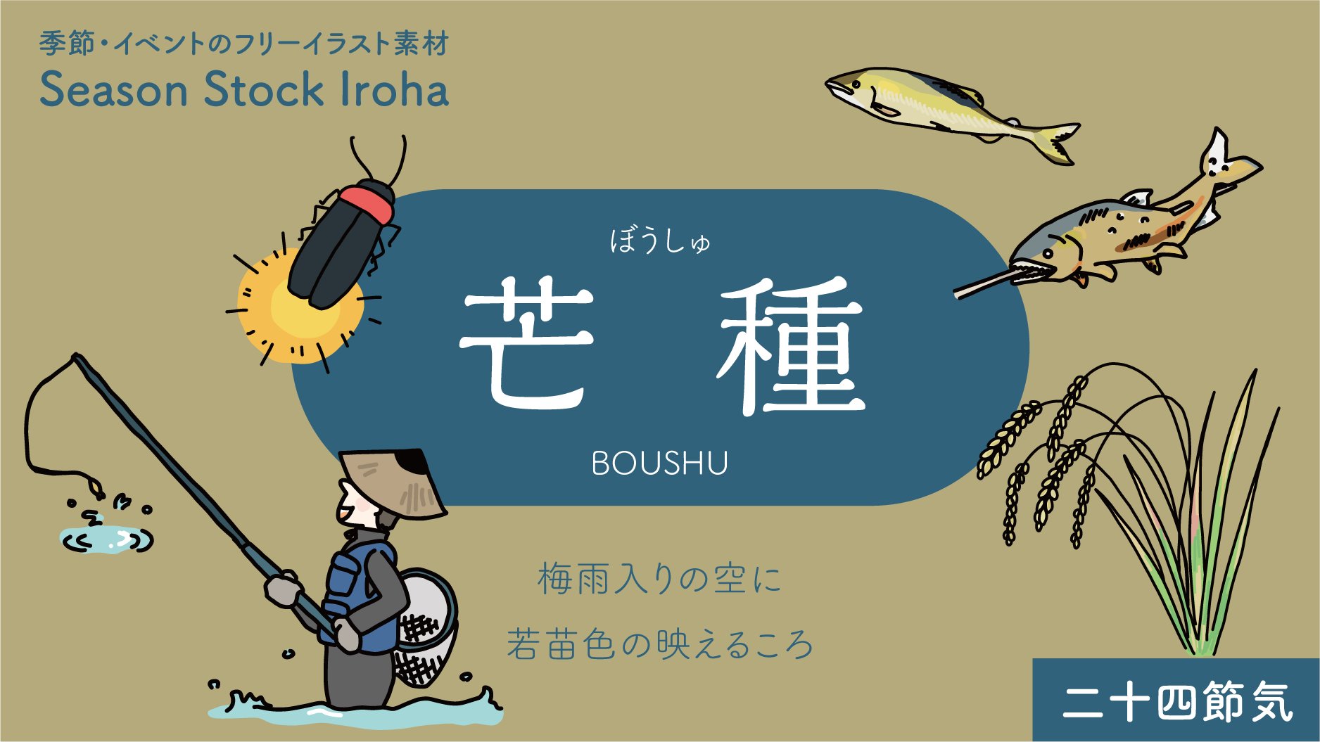 Season Stock Iroha こんにちは 6月6日から6月日は 二十四節気 芒種 です だんだんとくる蒸し暑さ 草木たちがぐんぐんと伸びます T Co 3oezfnkeut 芒種にぴったりのフリーイラストはイロハまで フリー素材 イラスト ぬりえ 二十四