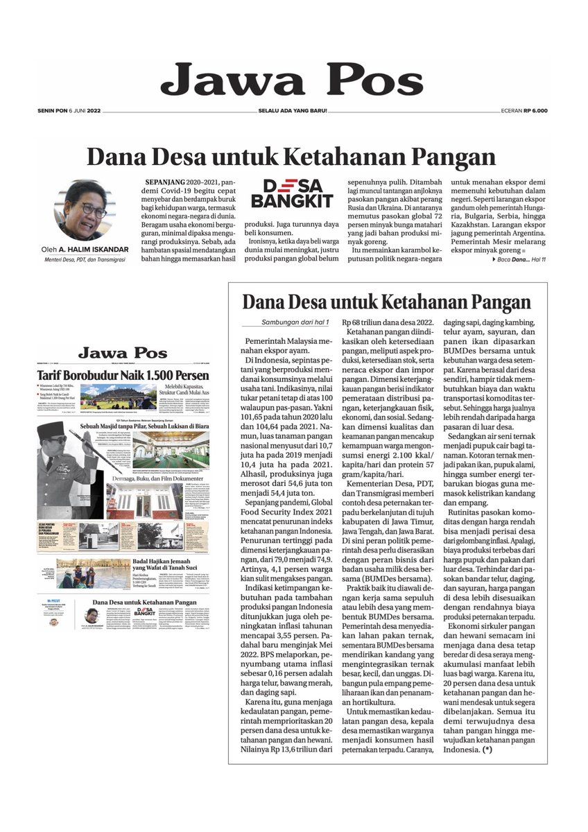 mujib_mdr's tweet photo. Dana Desa untuk Ketahanan Pangan oleh Menteri Desa PDTT RI @halimiskandarnu https://t.co/ouqQCl0pZn