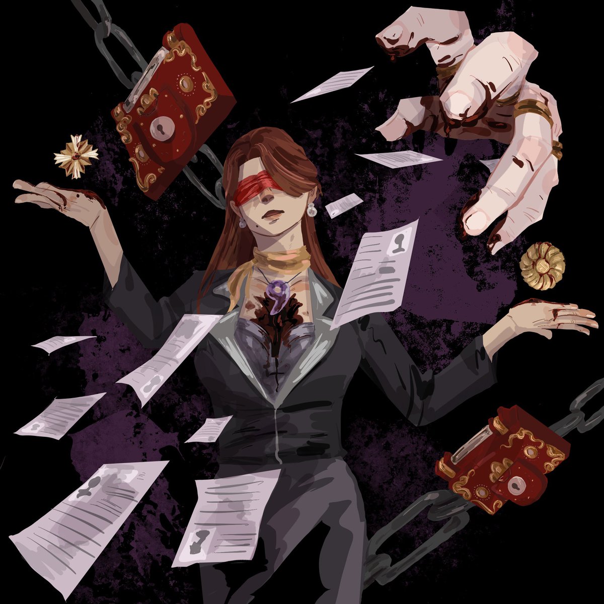 aslyran_'s tweet photo. Lady justice covered in bandages
#AceAttorney https://t.co/jbZtZdjS6t