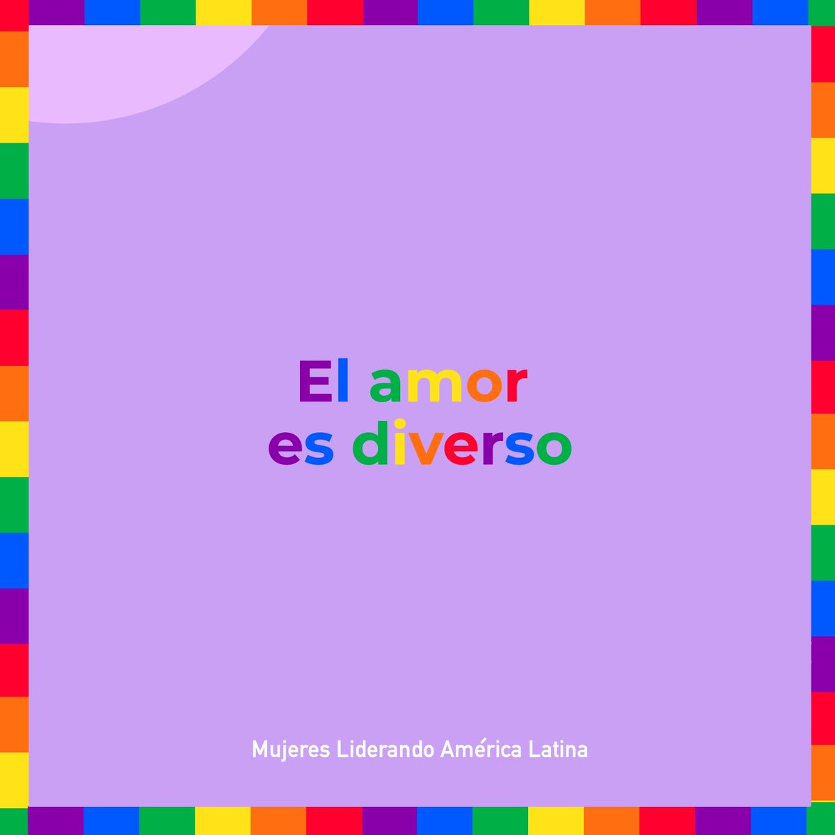 MujeresLiderAL's tweet photo. 🌈El amor es diverso🌈
Un recordatorio para iniciar la semana.
Junio es el mes del orgullo LBTIQ+ y se conmemora a través de diversas manifestaciones, la lucha por los derechos y respeto hacia las personas de esta comunidad.
#Pride #pridemonth #mlal https://t.co/VBRR1gpzUe