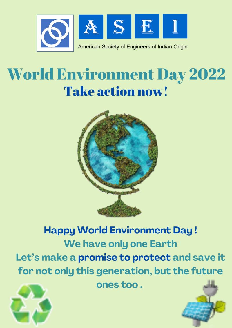In the universe are billions of galaxies,
In our galaxy are billions of planets,
But there is #OnlyOneEarth
Let’s take care of it.

Since 1973, June 5th has been key

Today, #ASEI is Celebrating #worldenvironmentday2022 with a recommitment to #sustainable #technology #innovations