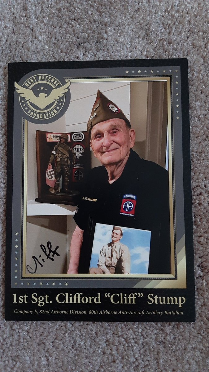 MattOddity's tweet photo. @jtw_ngc98 That's Cliff! I got a chance to meet him and chat for about an hour this week before he flew out to France. Best Defense Foundation made some awesome cards with their stories! https://t.co/y4gMBTz9DZ