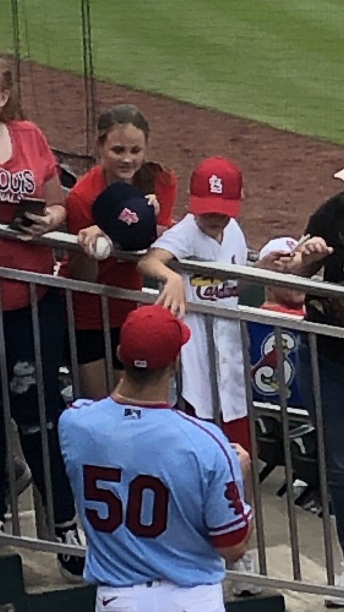 CurtPlotner's tweet photo. Thank you ⁦@Jack9Flaherty⁩ for signing for both of my kids tonight in Springfield!  You pitched well tonight, and we hope to see you back with the ⁦@Cardinals⁩ soon! https://t.co/LlTSf4vunN