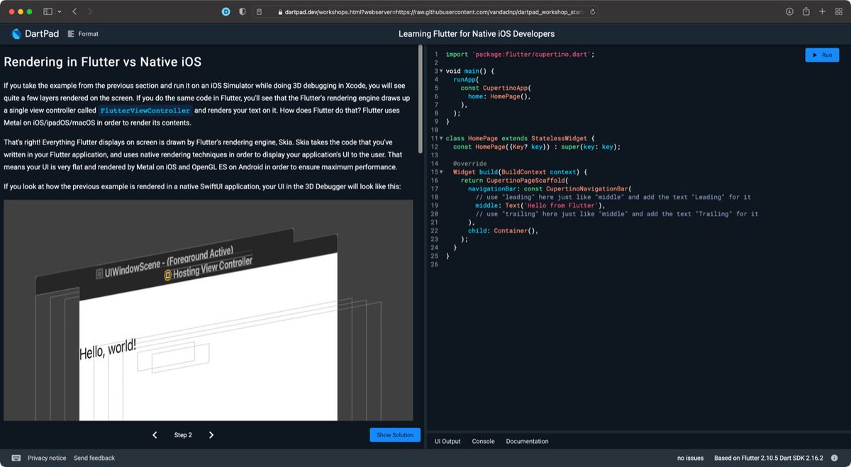 FlutterDev's tweet image. 📱🖥 Are you an iOS developer but want to get into Flutter development to create multi-platform native apps?
In this workshop, @vandadnp will teach you the process required to go from #Swift/#SwiftUI/#ObjC into Flutter with 13 easy-to-understand steps → goo.gle/3MeIymE