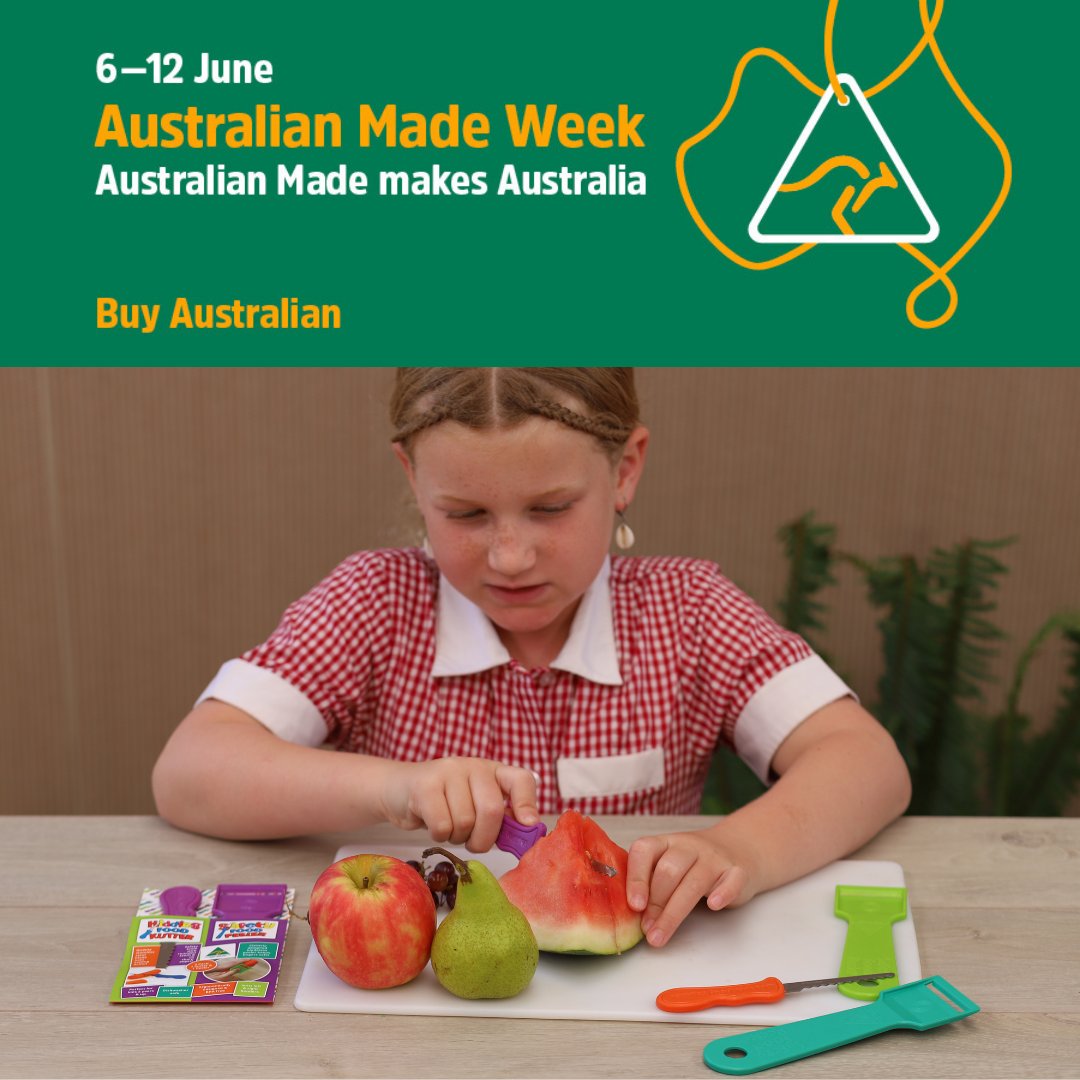 KiddiesFdKutter's tweet photo. Its Australian Made week 6-12 June
👨🏽‍🍳🥕Our Offer - purchase 2 X NEW Safety Food Kutter &amp; you will receive 2 X Safety Food Peeler FREE.💃
* Both designed by me
* Made here in Melbourne
* Purchase directly from the Owner
* Support small business https://t.co/1SPWOYlKtV