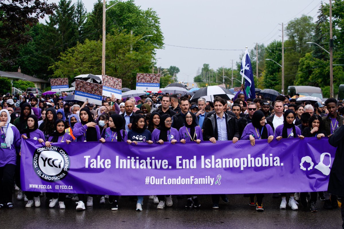 This afternoon in London, thousands of people showed up to honour the Afzaal family; to be there for Fayez, who survived; and to march against Islamophobia. In memory of #OurLondonFamily, we must keep working together and using every tool we have to combat this hatred.