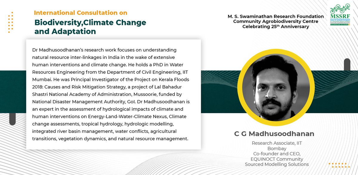 cabcmssrf's tweet photo. C G Madhusoodhanan @iitbombay presents his views on #ClimateResilient and #ClimateResponsible Destinations
#CAbC_25 #MSSRF_CAbC25
#ClimateAdaptation #ClimateChange #ClimateResilience @mssrf @IPCC_CH @MadhuraFAS @edmssrf1 @anilmssrf https://t.co/tikclDcm1p