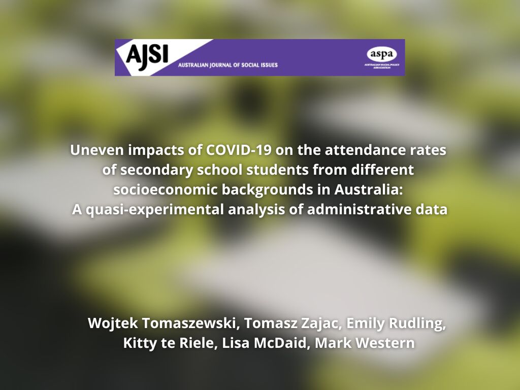 The findings demonstrate that even “relatively short” lockdowns, as those in Tasmania in 2020 (30–40 days of home learning), can significantly affect the learning experiences of students from socioeconomically disadvantaged backgrounds doi.org/10.1002/ajs4.2…