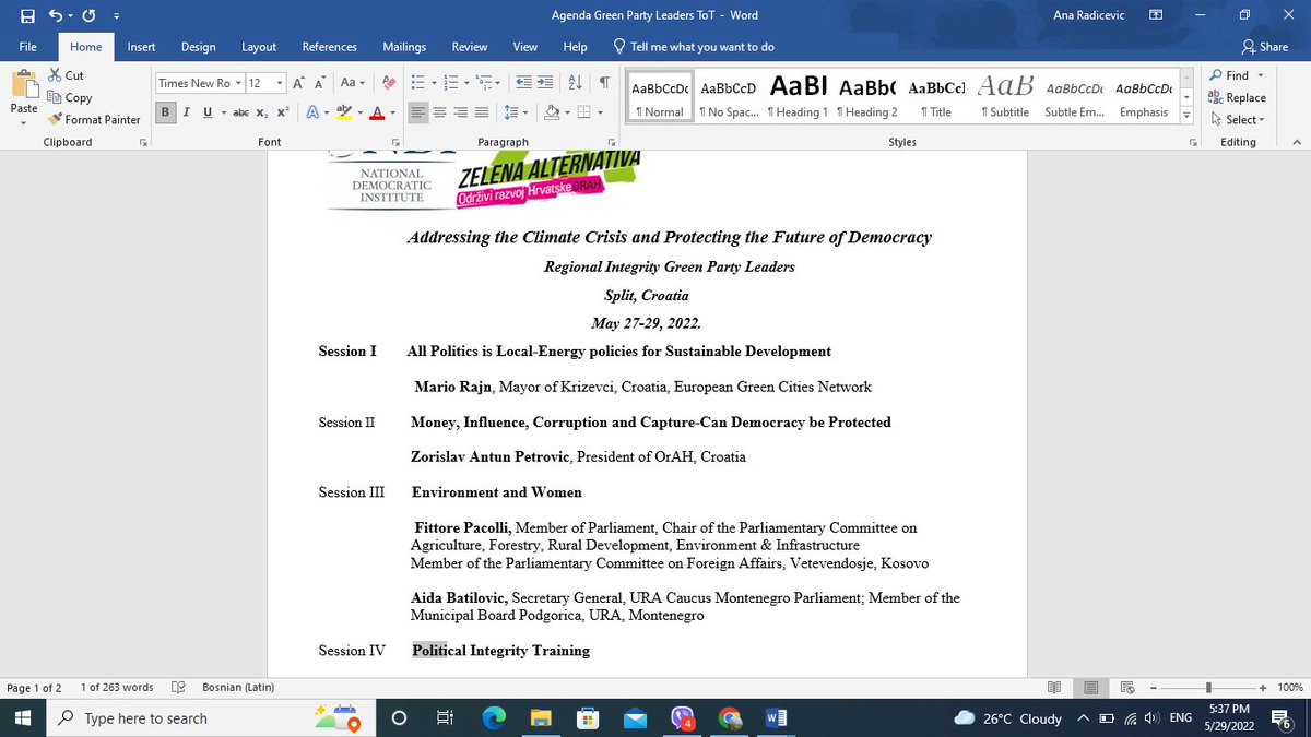 #WorldEnvironmentDay2022  🌎<a href="/MarioRajn/">Mario Rajn</a> <a href="/ZorislavAP/">Onaj s televizije</a> <a href="/AmnaPopovac/">Amna Popovac</a> Last week <a href="/NDI/">National Democratic Institute</a> hosted a regional forum of 12 Green parties🍀in Split, Croatia #GreenCities to discuss inclusive public policy solutions,party training capacity,internal mechanisms that promote integrity <a href="/NEDemocracy/">NEDemocracy</a>