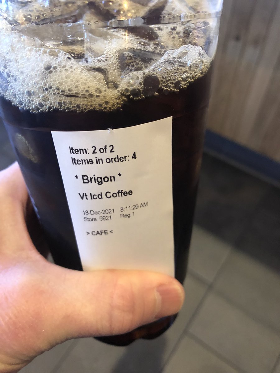 BrianKlingborg's tweet photo. When you tell the barista your name is Brian but you’re wearing a mask so they can’t hear you clearly and they naturally assume this is what you said your name was because…it’s so common? #Brigon #CoffeeTime #Masks https://t.co/xkNf5qdYrM