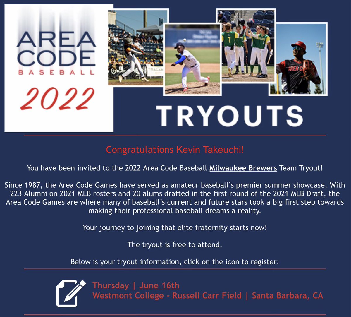 Thank you <a href="/ACBaseballGames/">Area Code Baseball</a> for the invitation and opportunity! #ACGames22