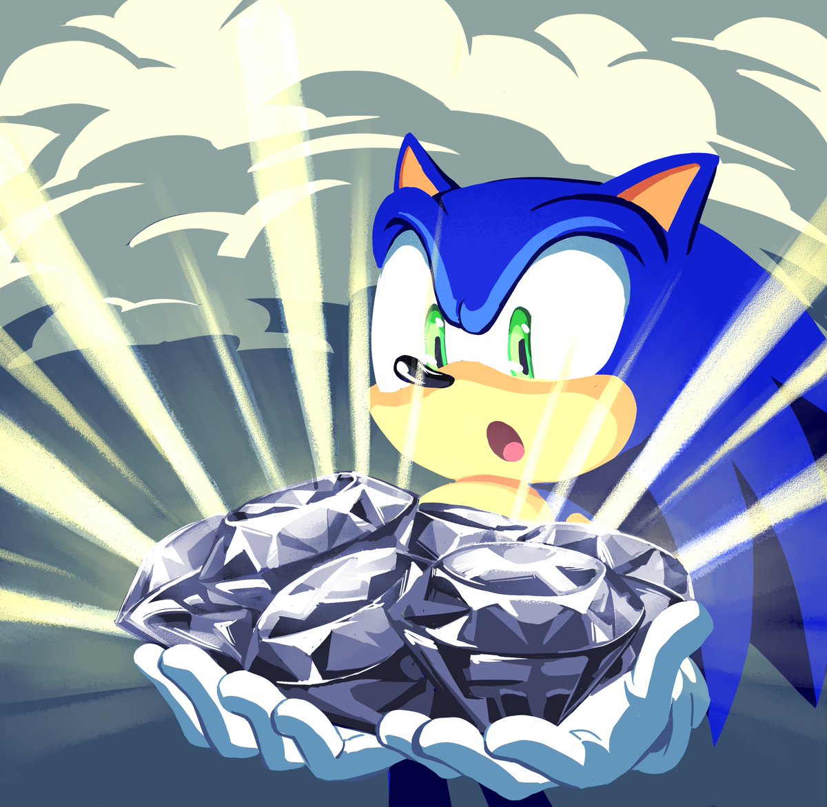 sonic the hedgehog 1boy male focus green eyes gloves solo white gloves furry male  illustration images