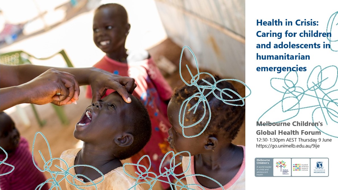 MelbourneGlobal's tweet photo. Join us for the Melbourne Children's #globalhealth Forum with Dr Anna Barrett @NossalInstitute and @GrahamHamish on caring for children and adolescents in humanitarian emergencies. 

📅12:30-1:30pm AEST Thursday 9 June. 
Register: https://t.co/lrdPVHvWAb https://t.co/SbvVnYcATj