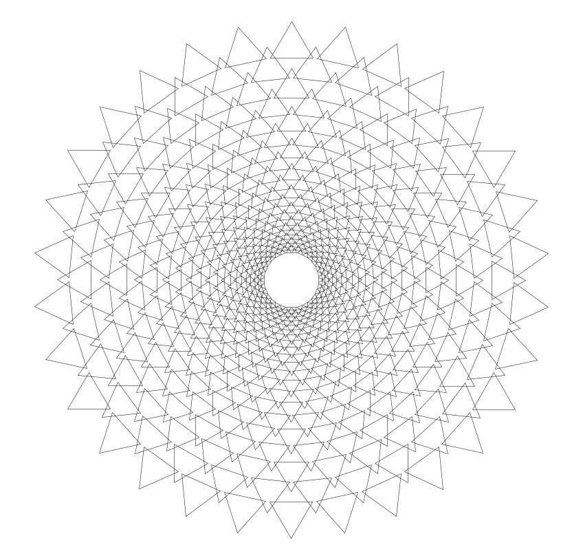 datadreamer's tweet photo. Phylotaxis experiments in preparation for plotting. Hoping to do a mix of pen plotting and digital projection mapping for some future artworks. https://t.co/6JZmfWeYTA