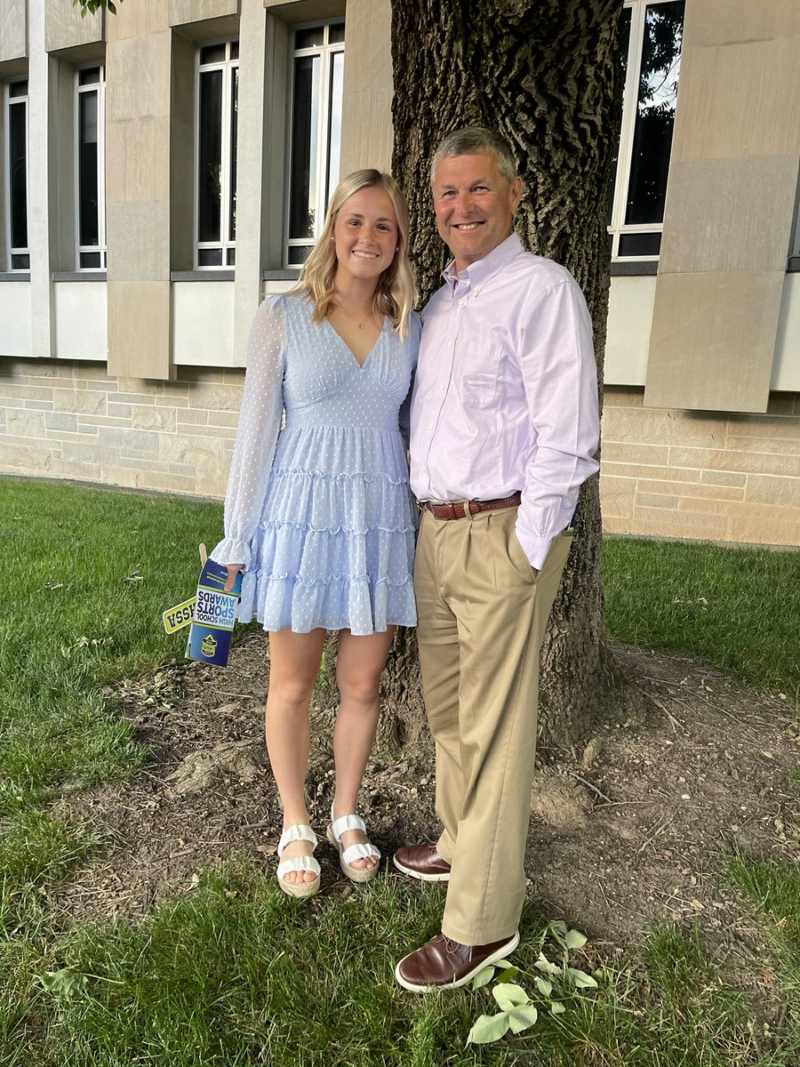 TriWestSoftball's tweet photo. Congratulations to @audreylowry42 for being nominated for The USA Indiana High School Sports Player of the year. Here she is with Coach @mike01693976 attending the banquet. The winner will be announced in late July @triwestsports @SCAIndiana @ScottFrye37 @TW_Principal @nwhsc1 https://t.co/Grf42xhj9t