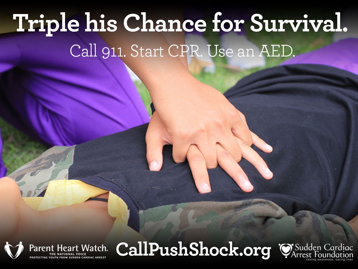 PHWorg's tweet photo. SCA is the leading cause of death among young athletes. When every second counts, be prepared to save a life. Call 911, Start CPR and Use an AED. #CallPushShock #CPRAEDAwarenessWeek https://t.co/tfgdTlTLzc